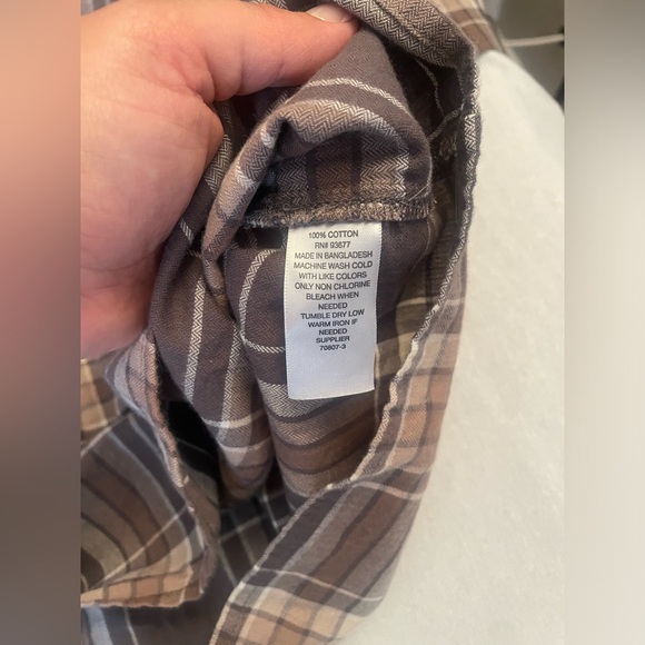 a.n.a Women’s Plaid Baby Doll Blouse Long Sleeves Size M Brown Beige. New w tag - Picture 8 of 8